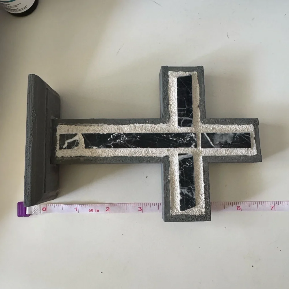 Handmade Gray Mosaic Wooden Cross Decor